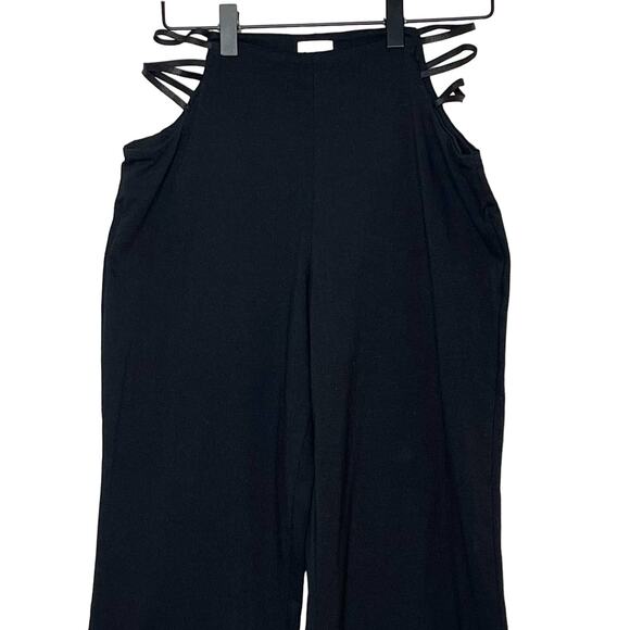 Princess Polly Flare Pants Size 6 Black Stretchy Strappy Waist Euphoria Stretch - Picture 4 of 10